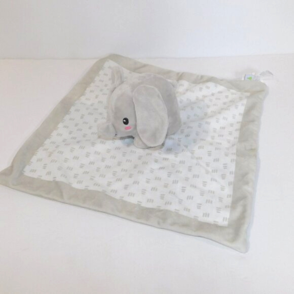 2020 Pearhead Gray White Plush Elephant Security blanket Baby Lovey nunu Soother